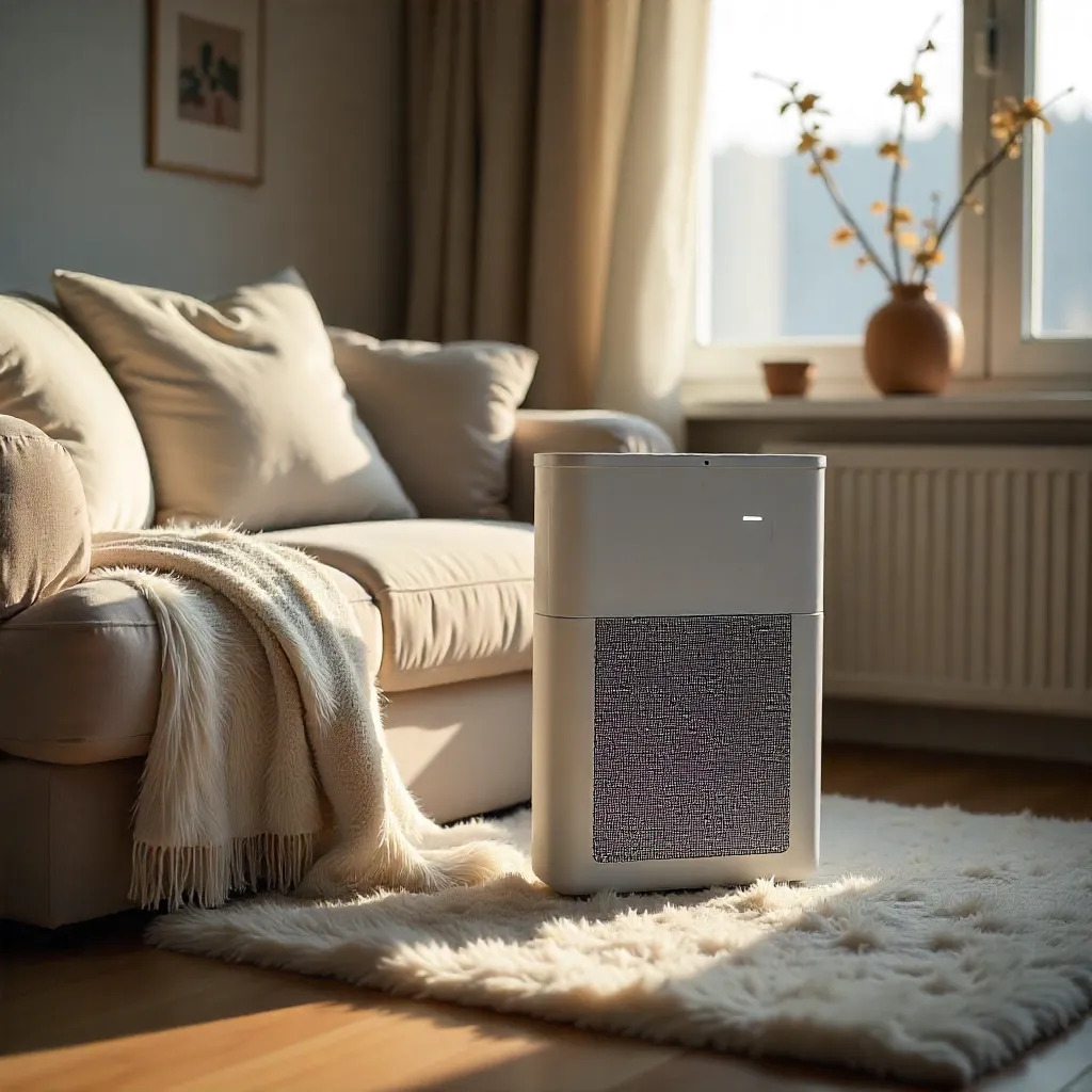 Air quality monitoring device showing clean air indicators